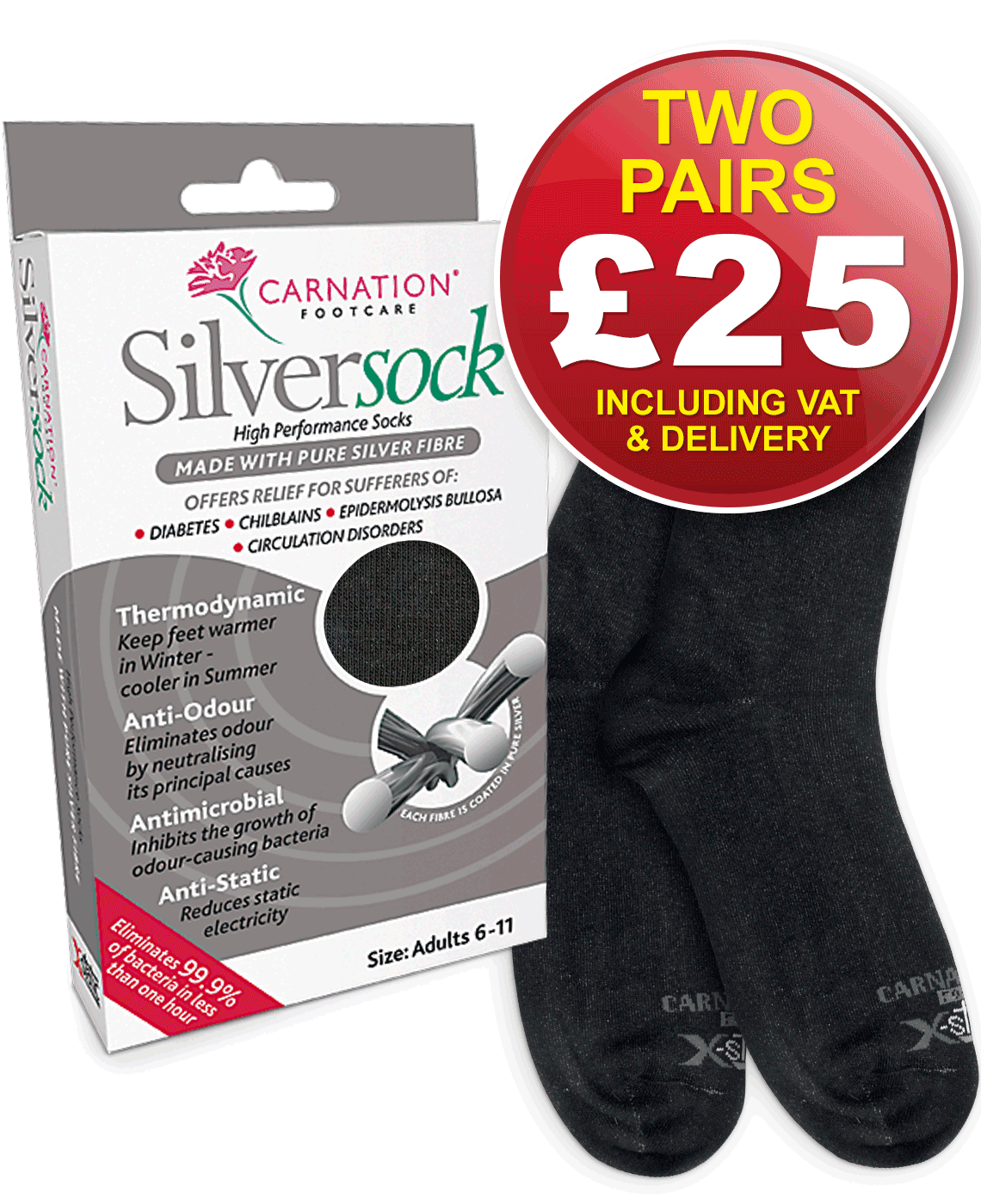 Silversock Adult Black Twopack Featured £25