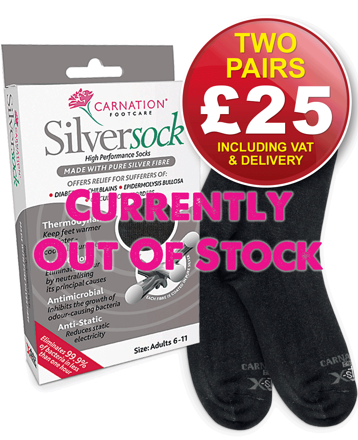 Silversock Adult Black Twopack Featured £25 Out Of Stock